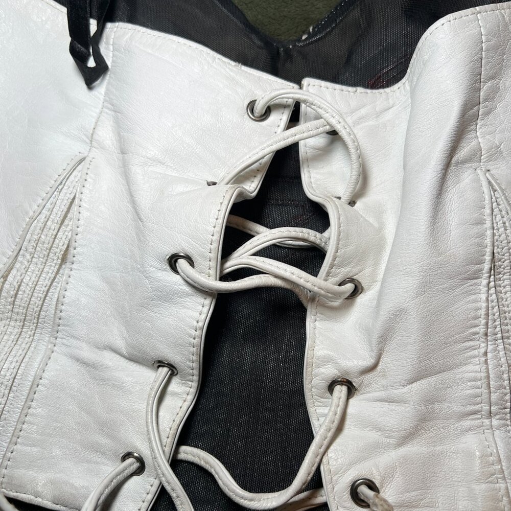 90's Vintage Harley Davidson White Leather Halter Top - Picture 5 of 7